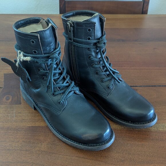 Freebird by Steven Manchester Goodyear Welted Distressed Leather Boots Black 8 - Picture 2 of 14